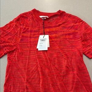 Isabel Marant Red Short Sleeve Tee with Textured Pattern